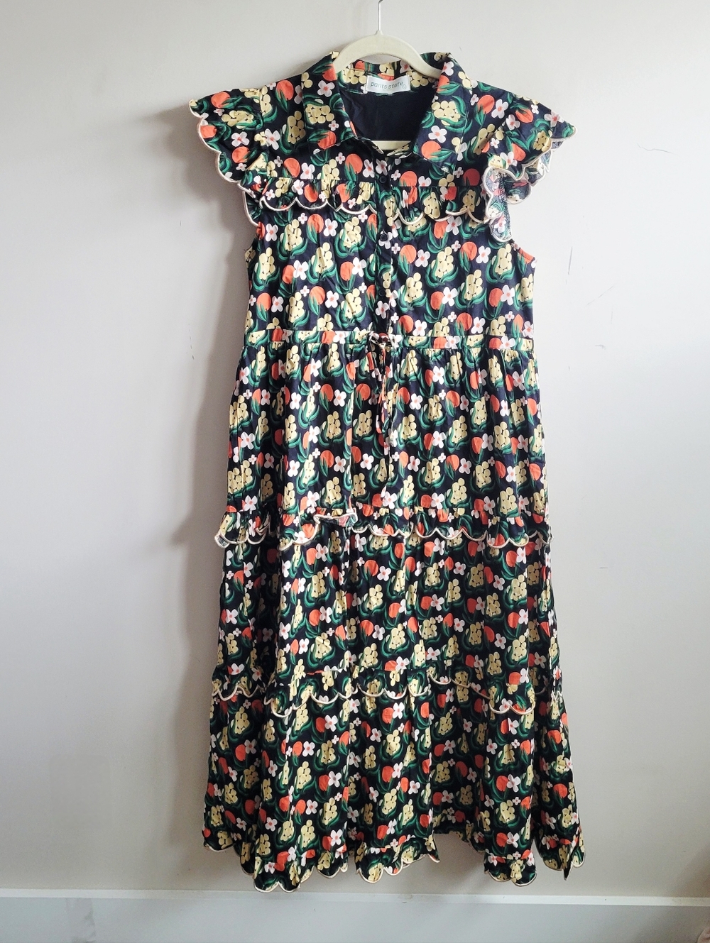 Scallop Trim Floral Maxi, Black - Picture 5 of 9
